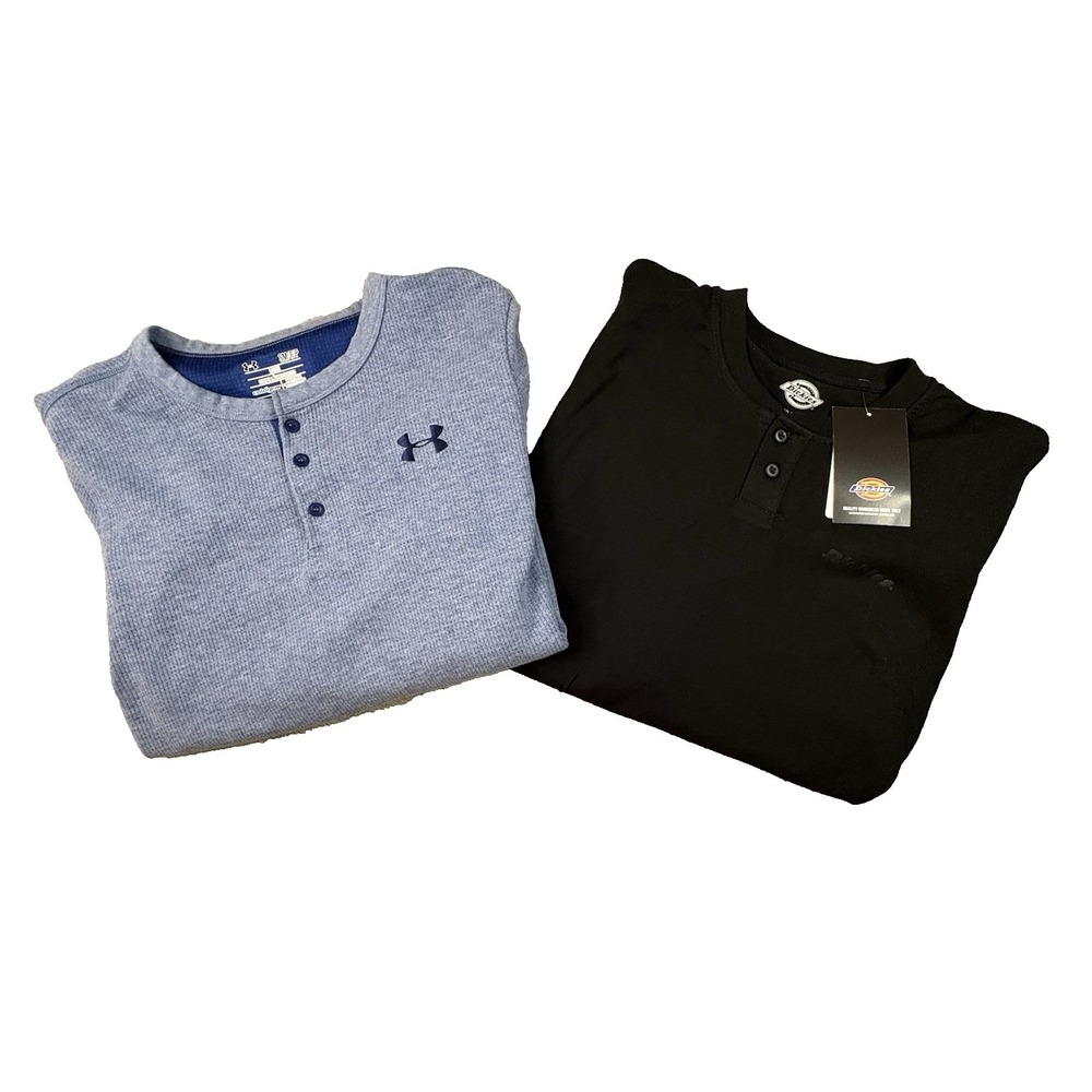 MIXED LOT OF 2 Men's S Under Armour/Dickies NWT LS Henley Pullovers SEE DESCRIPT